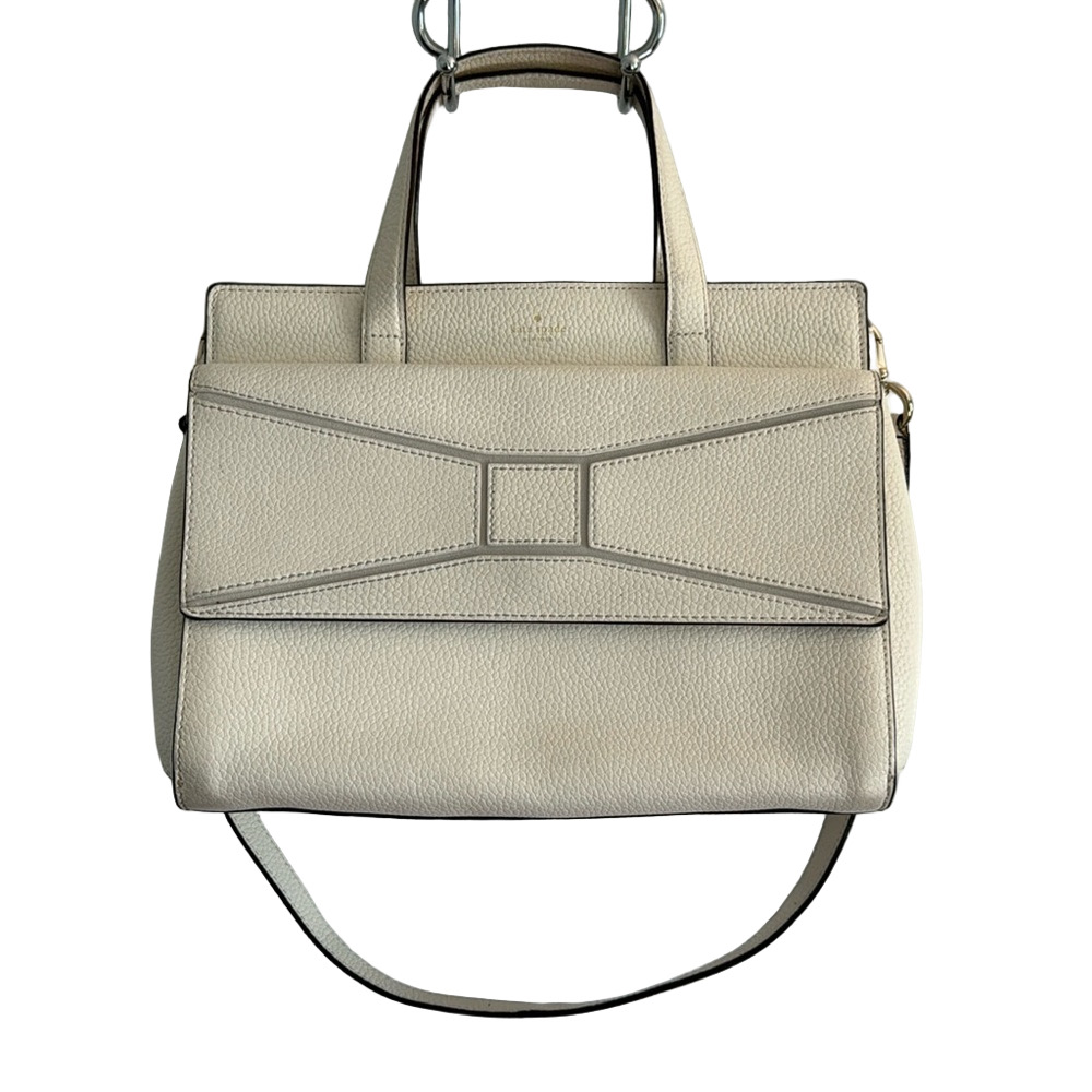 KATE SPADE ♠️ Leather Chantal Bridge Place Cream White Bow Satchel Shoulder Bag